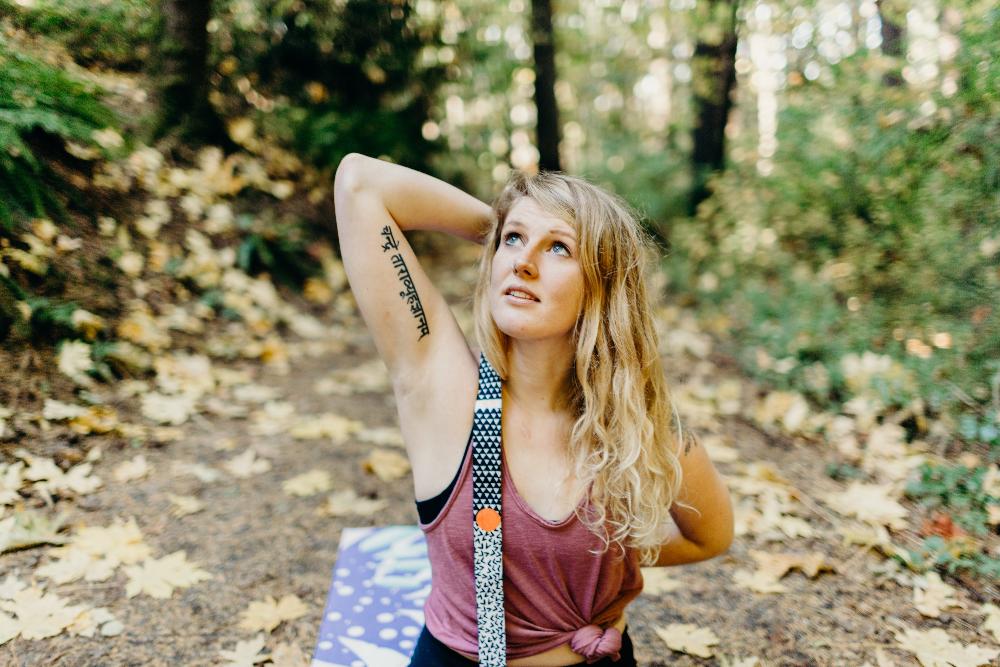 Yoga Mat Carrying Strap Bowie Used by Yoga Practitioner