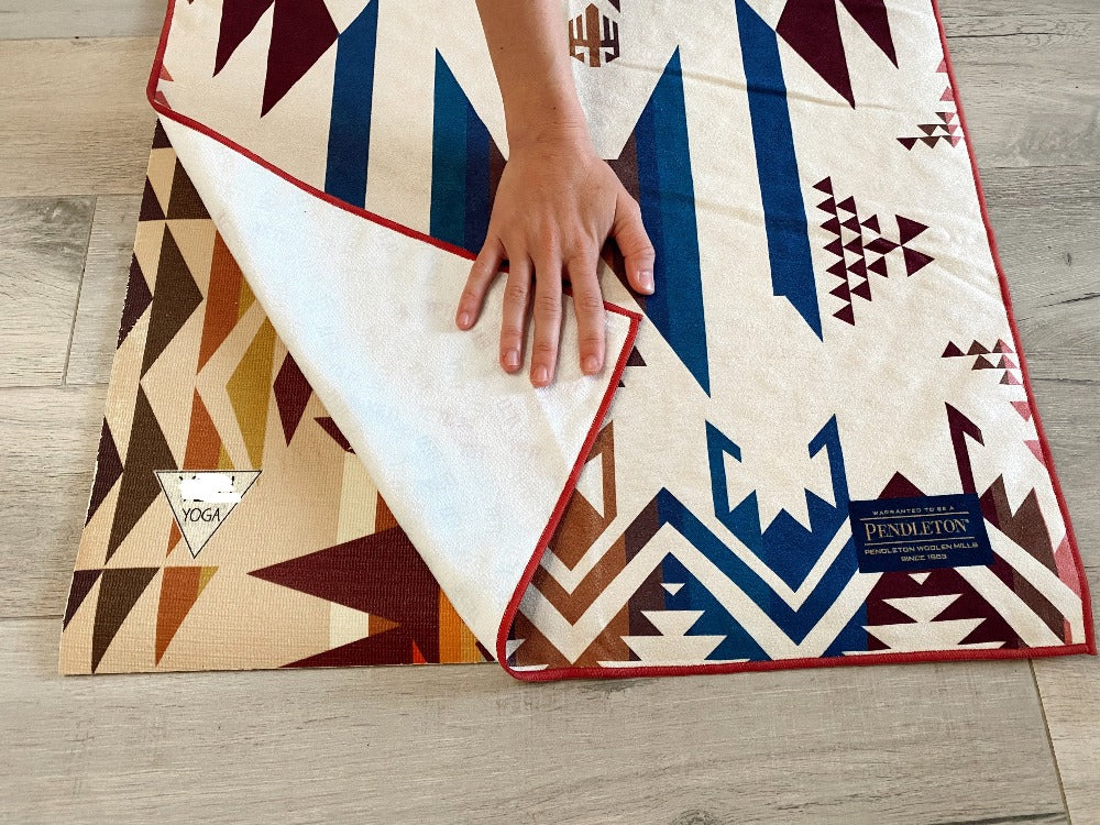 Yoga Mat Towel - Pendleton White Sands Over Mat