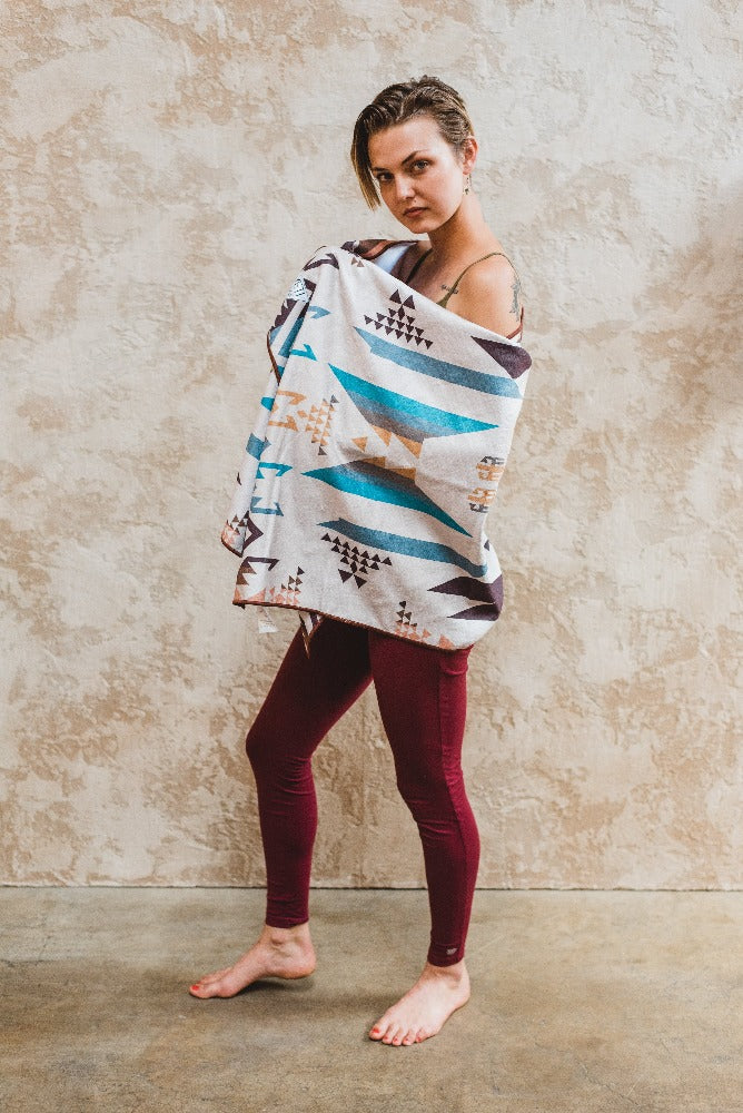 Yoga Mat Towel - Pendleton White Sands Towel Wrapped