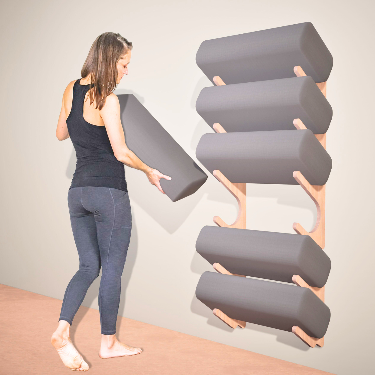 Yoga Mat Wall Organizer Rack Bolsters