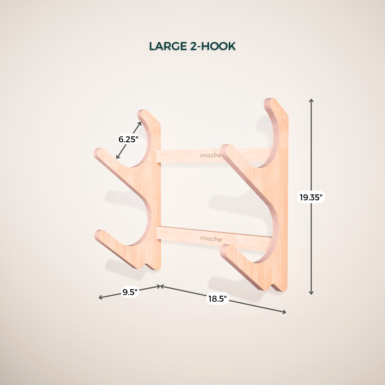 Yoga Mat Wall Organizer Rack Large 2-Hook Dimensions