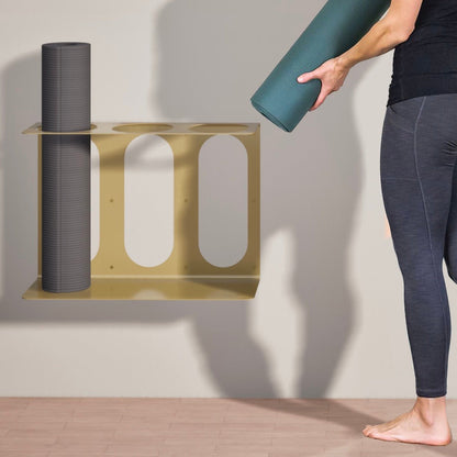 Yoke Yoga Mat Wall Bracket | Holds 3 Mats/Rollers Gold