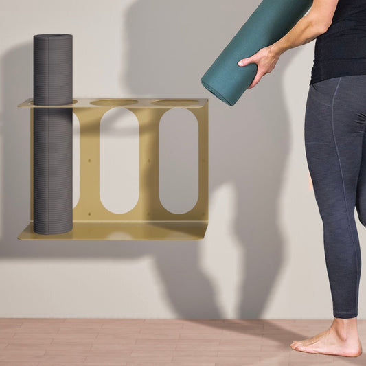 Yoke Yoga Mat Wall Bracket | Holds 3 Mats/Rollers Gold