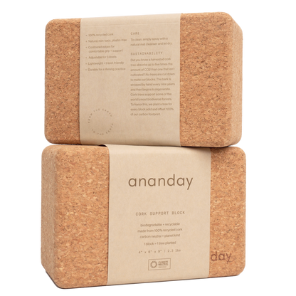Ananday cork yoga block set of two side view