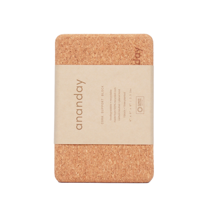 Ananday natural cork yoga block side view