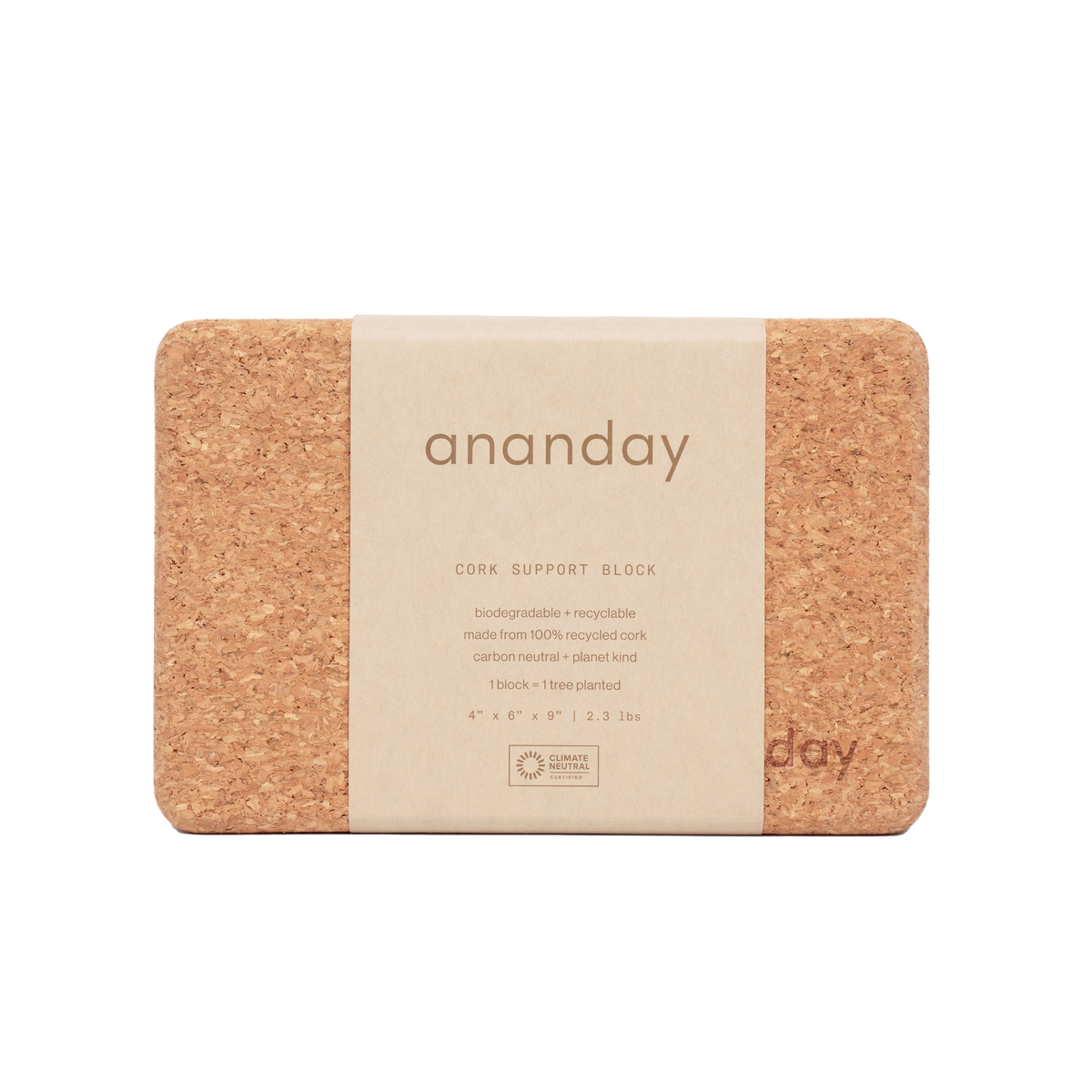 Ananday natural cork yoga block