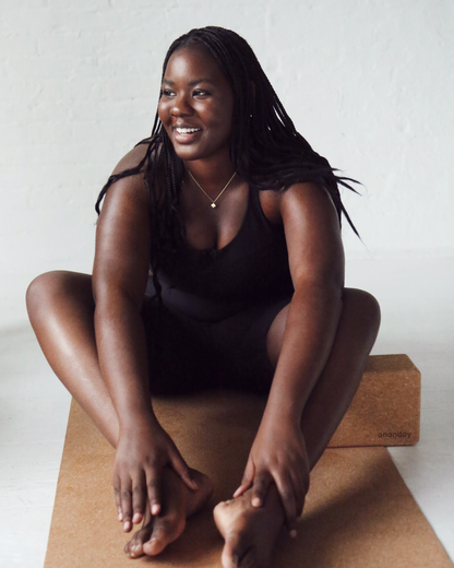 Ananday natural cork yoga mat lifestyle image