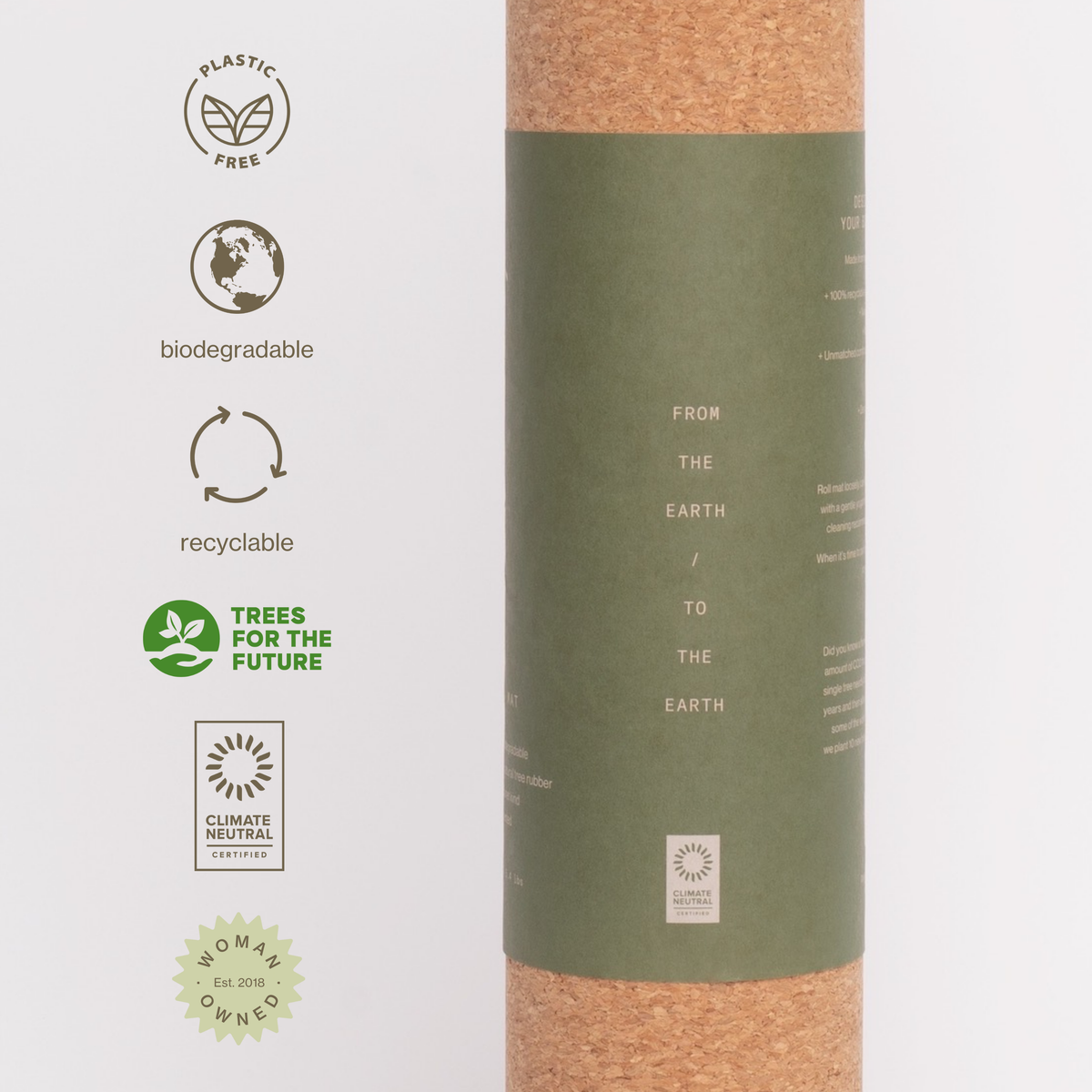 Ananday natural cork yoga mat material and sustainability details