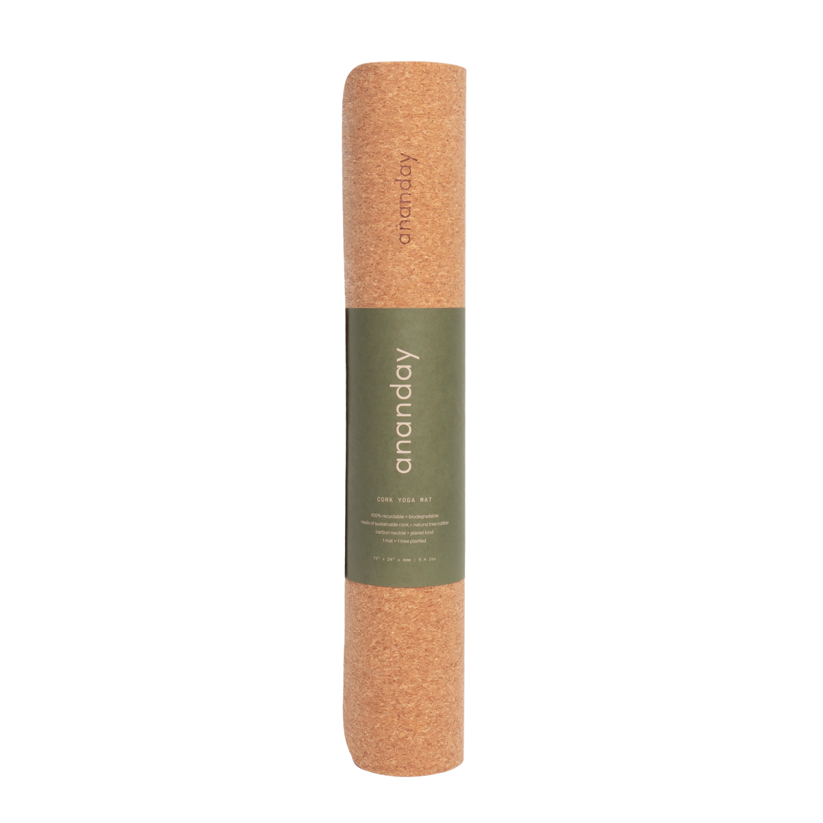 Ananday natural cork yoga mat with tree rubber base