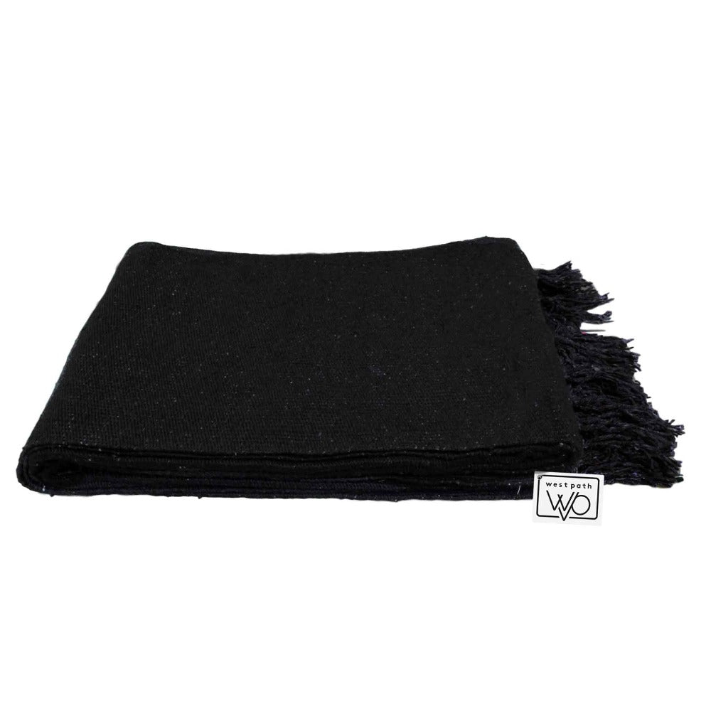 Black Solid Baja Yoga Blanket Side Fold
