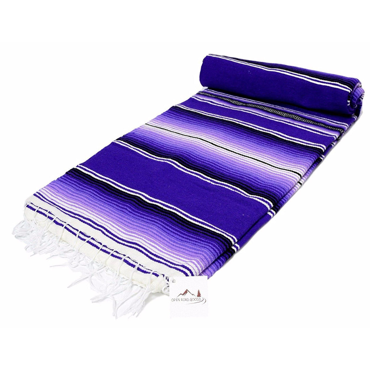 Purple Isla Serape Yoga Blanket Rolled Out