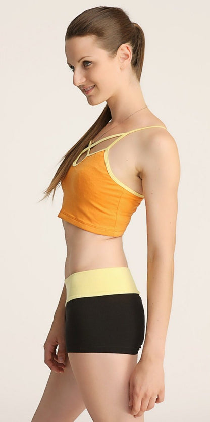 Bumble Yoga Shorts Citrus Waistband Side