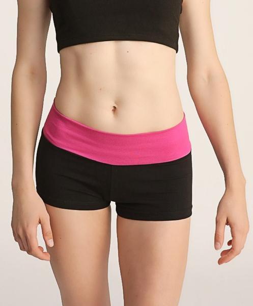 Bumble Yoga Shorts Cranberry Waistband Front