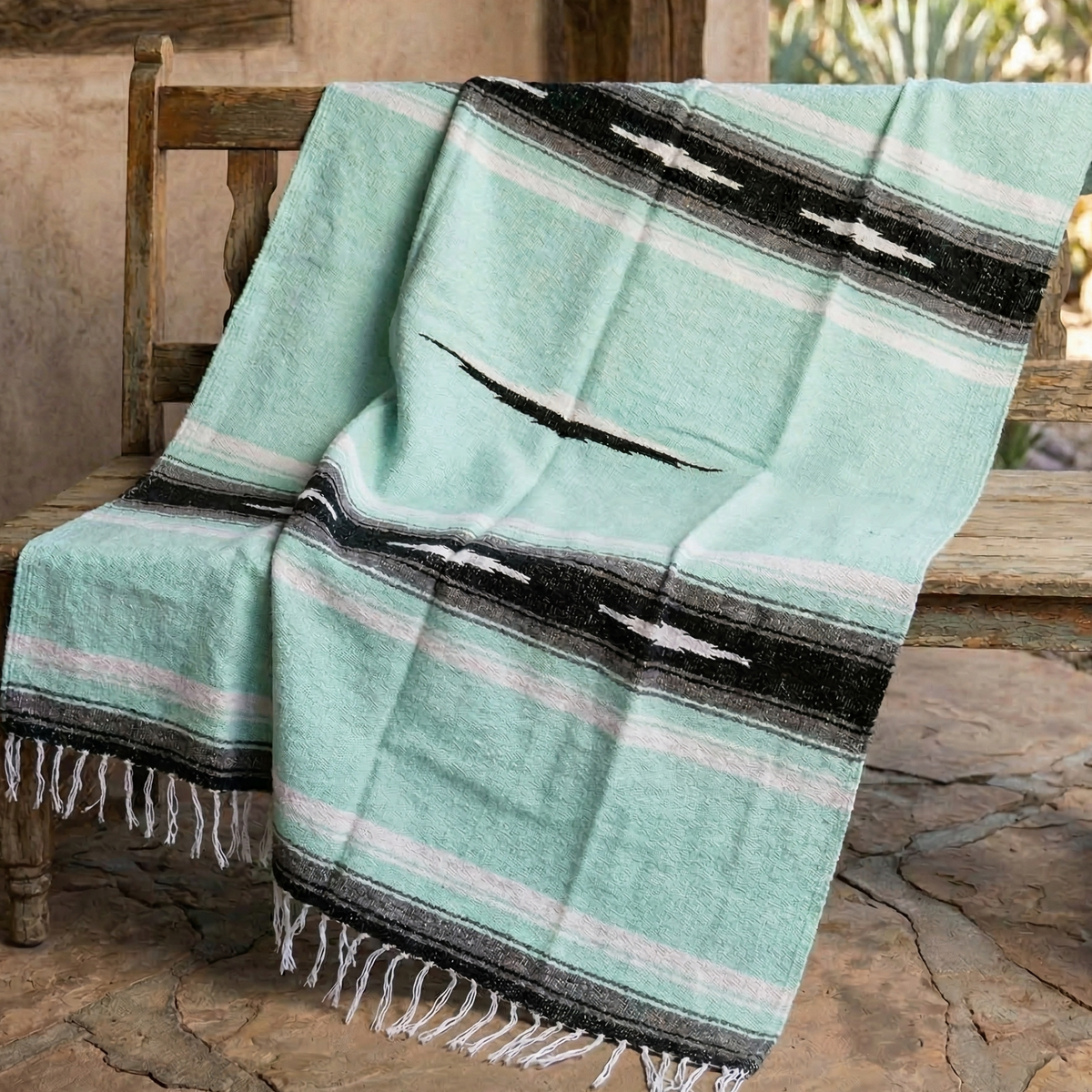 Mint Diamond Baja Yoga Blanket Lifestyle on Chair