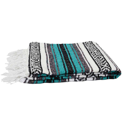 Sea Green Mexican Falsa Yoga Blanket Side Fold