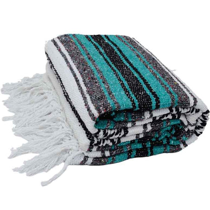 Sea Green Mexican Falsa Yoga Blanket Folded