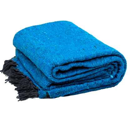 Aqua Blue Solid Baja Yoga Blanket