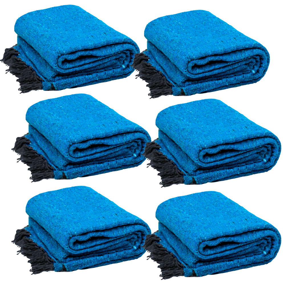 Aqua Blue Solid Baja Yoga Blanket Six-Pack
