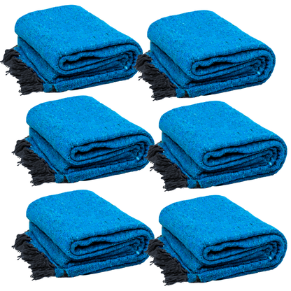 Aqua Blue Solid Baja Yoga Blanket Six-Pack
