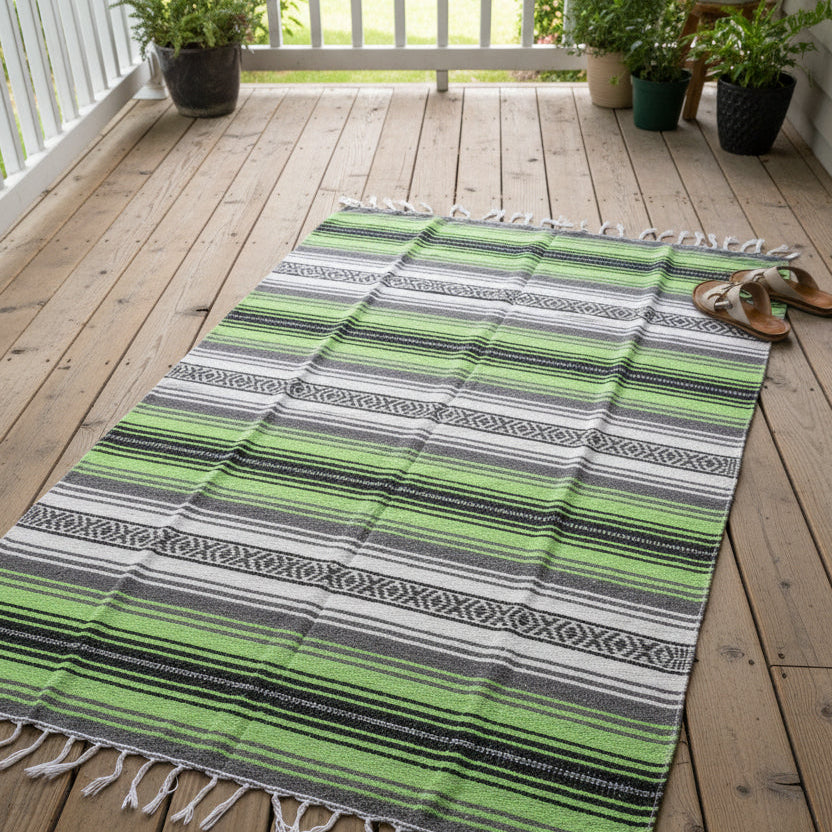Bright Green Mexican Falsa Yoga Blanket Lifestyle Outdoors