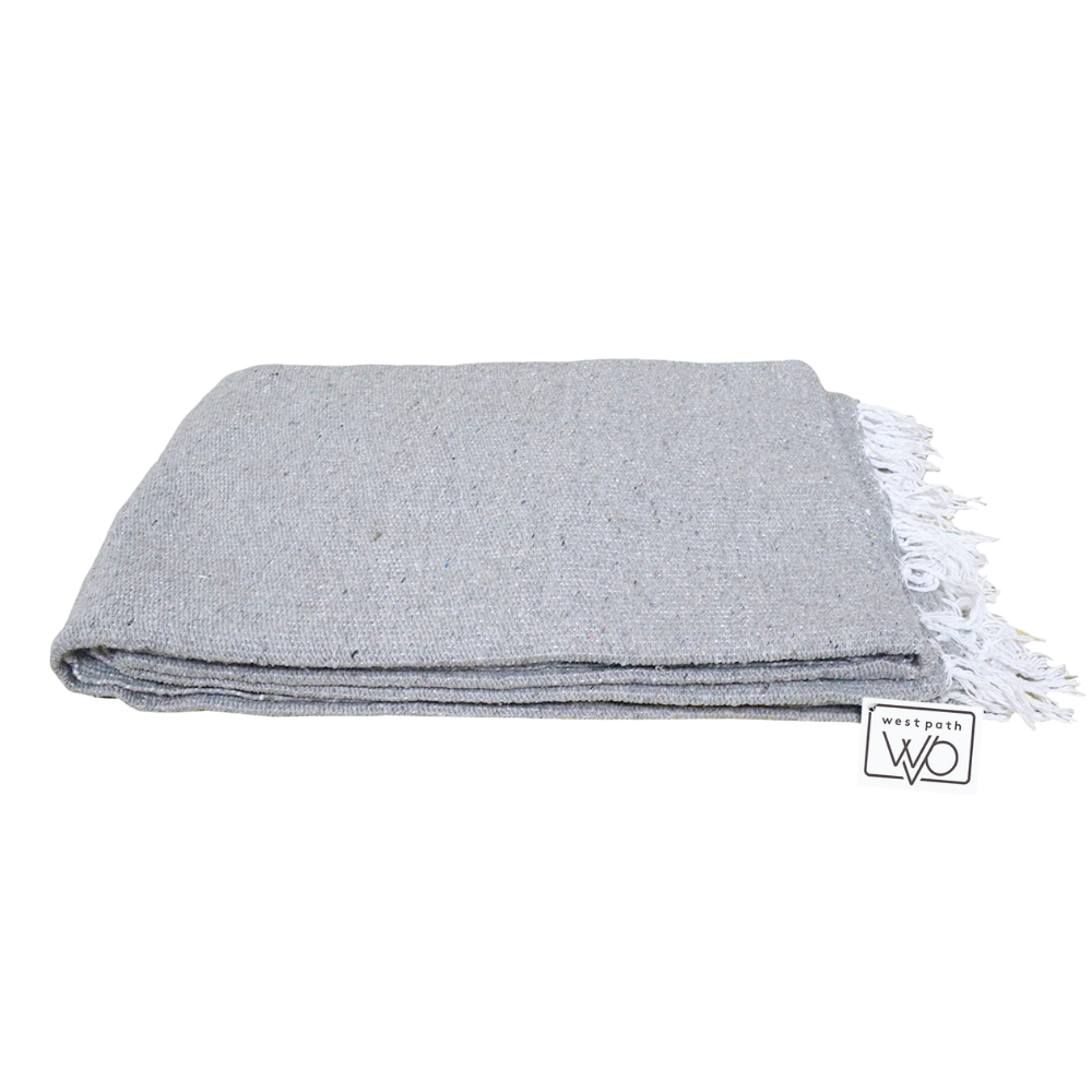 Grey Solid Baja Yoga Blanket Folded