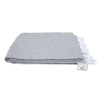 Grey Solid Baja Yoga Blanket Folded
