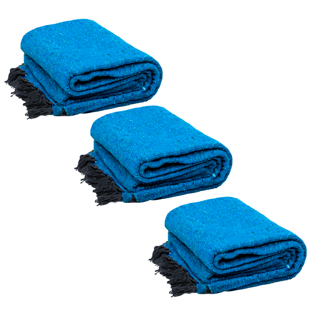Aqua Blue Solid Baja Yoga Blanket Three-Pack