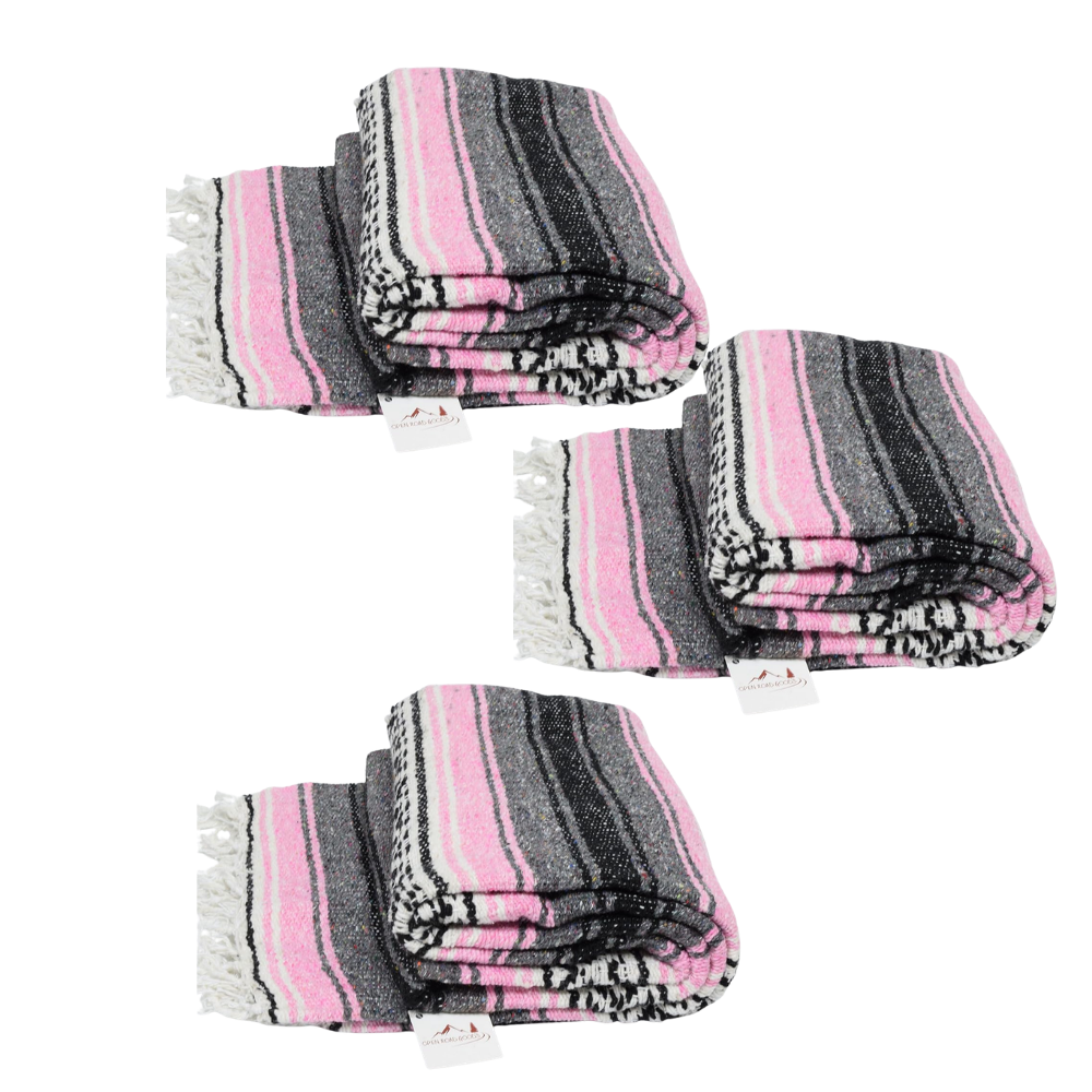 Light Pink Mexican Falsa Yoga Blanket Three-Pack