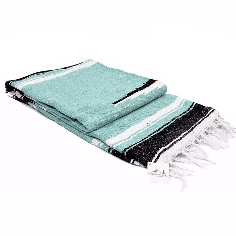 Mint Diamond Baja Yoga Blanket Rolled