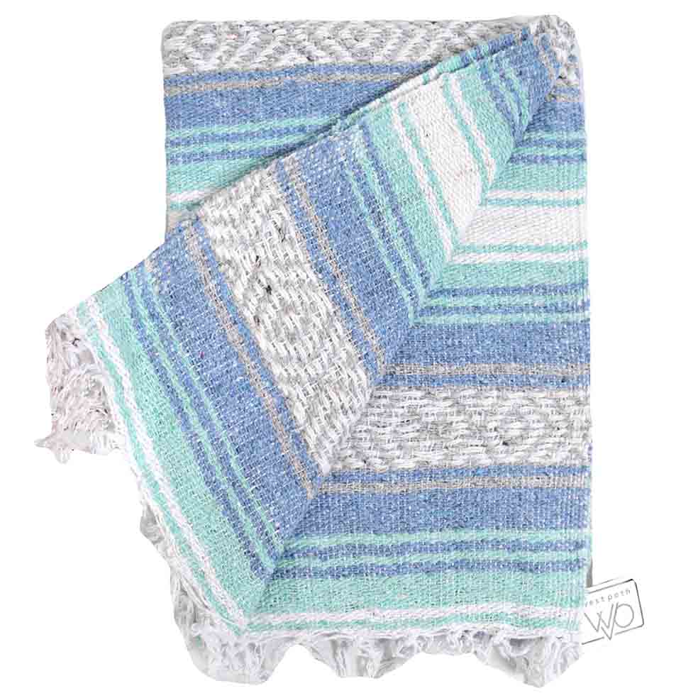 Mint Blue Ocean Falsa Yoga Blanket Side Fold