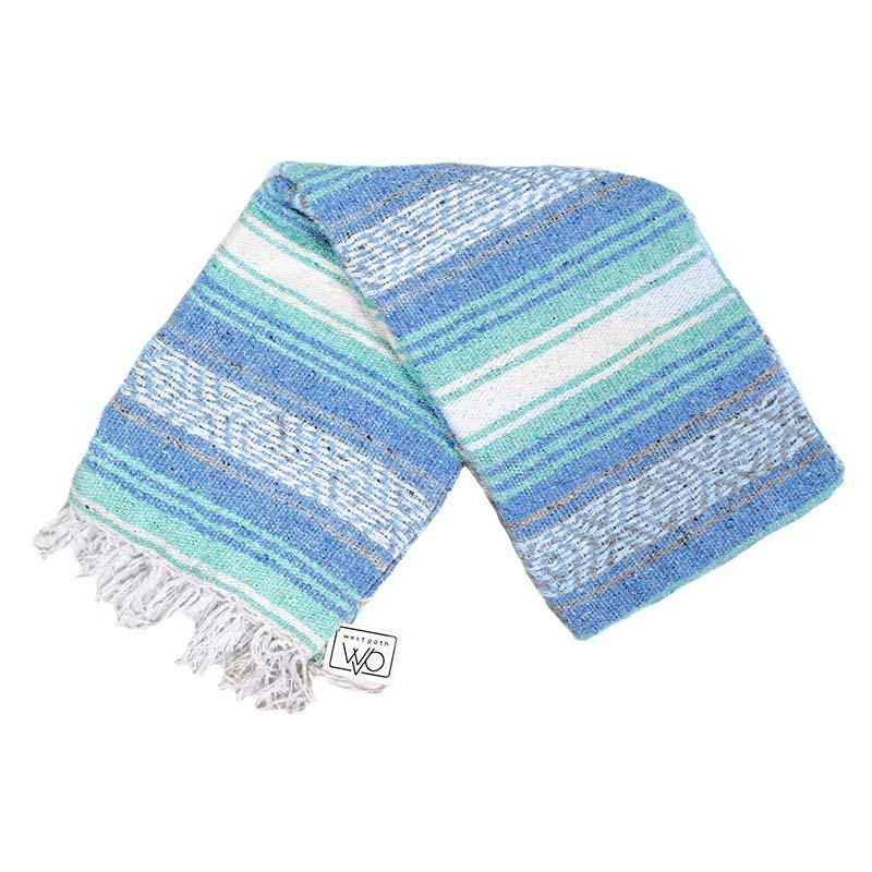 Mint Blue Ocean Falsa Yoga Blanket Fold