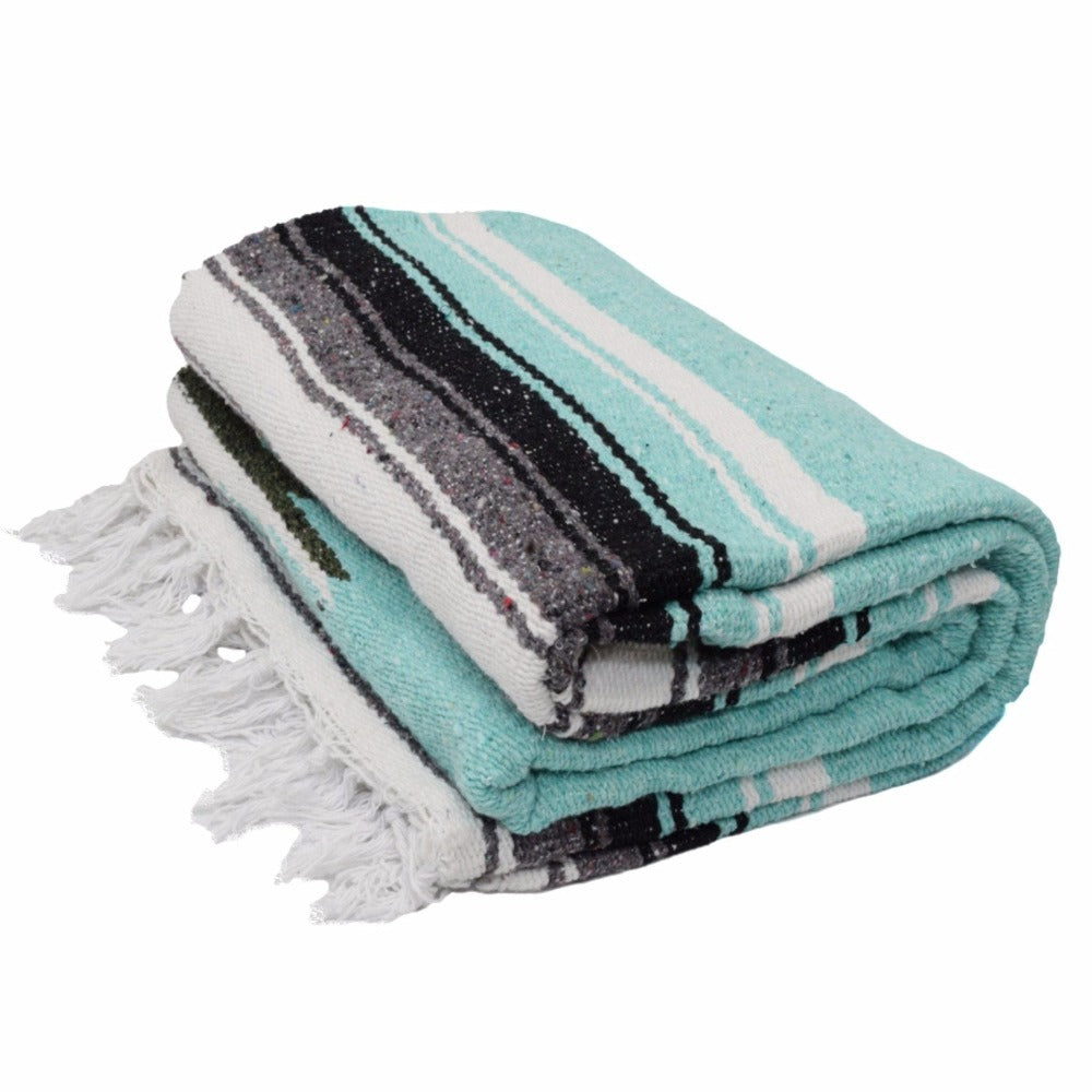 Mint Diamond Baja Yoga Blanket Folded