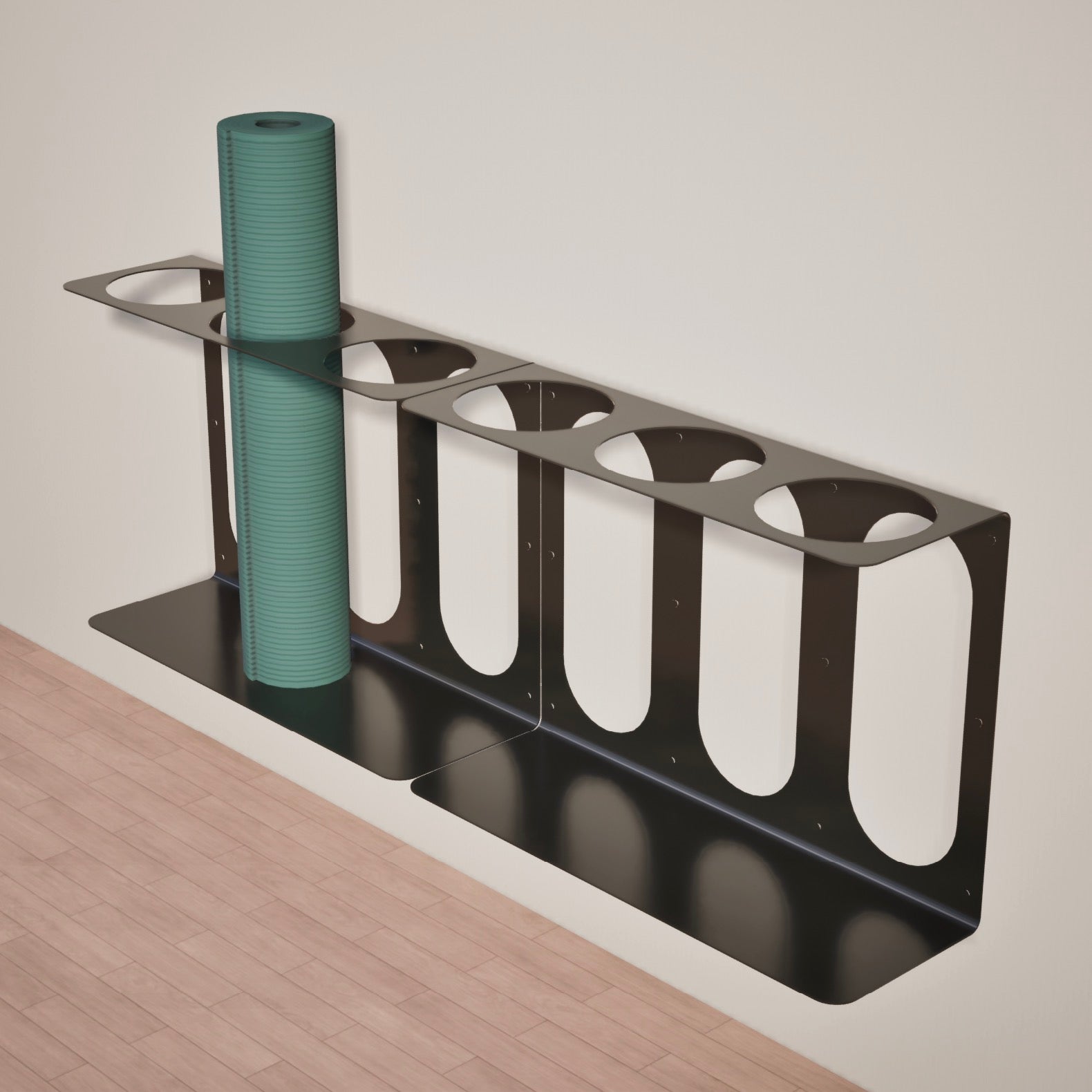 Yoke Yoga Mat Wall Bracket | Holds 3 Mats/Rollers Black Together on Wall