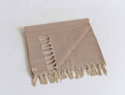 Clay naturally dyed organic cotton yoga blanket folded