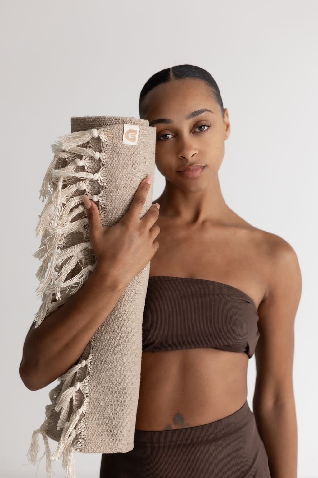 Naturally dyed organic cotton yoga blanket detail