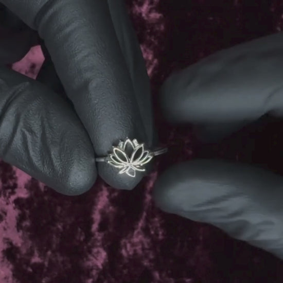 Delicate Lotus Sterling Silver Ring Video