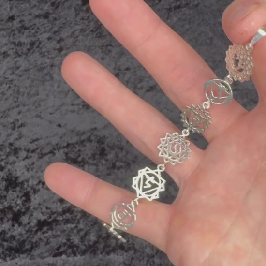 Chakra Pendant with Sanskrit in Sterling Silver