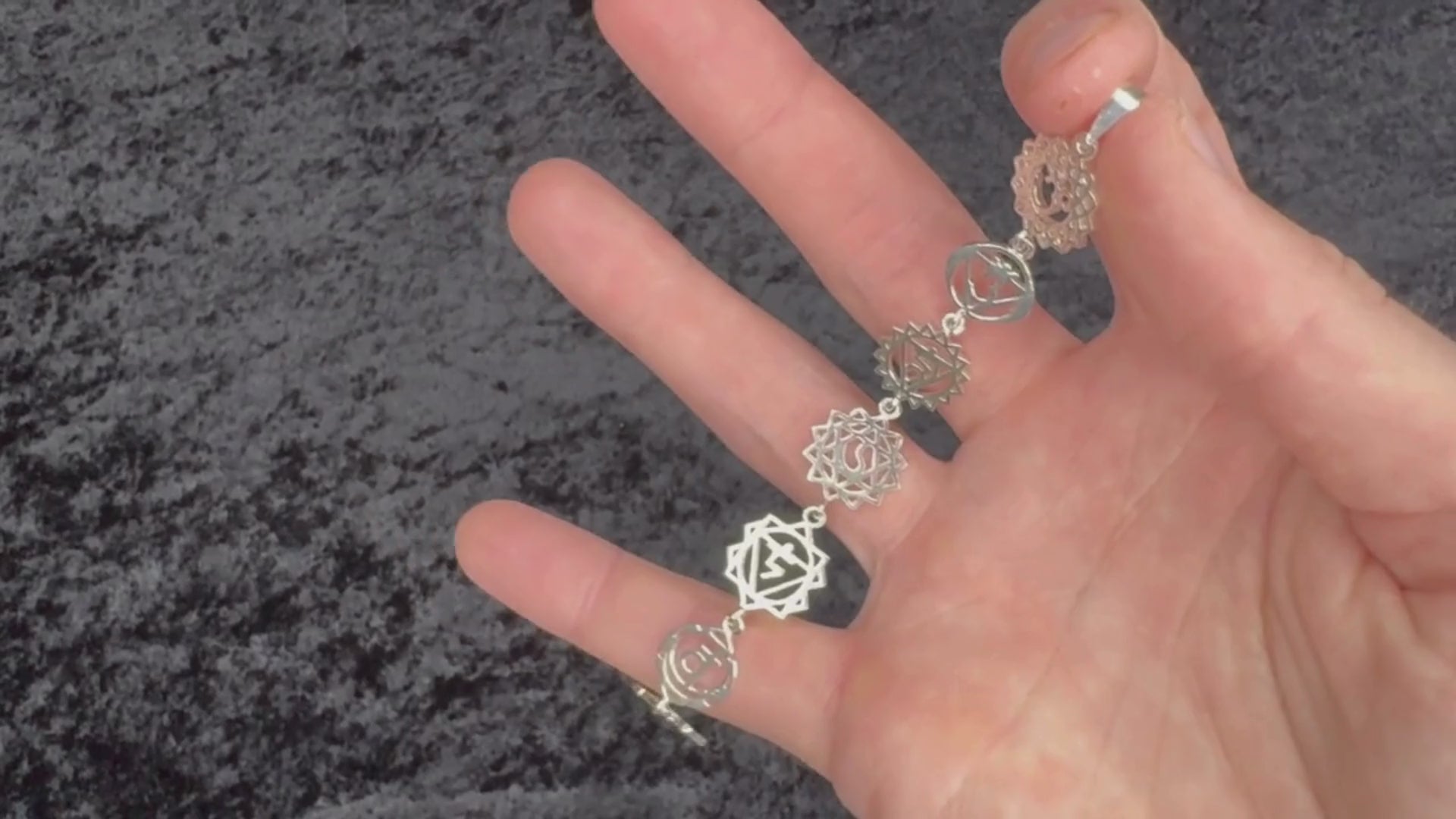 Chakra Pendant with Sanskrit in Sterling Silver