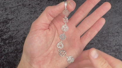 Chakra Lotus Symbols Pendant in Sterling Silver Video Description