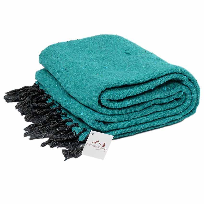 Teal Green Solid Baja Yoga Blanket