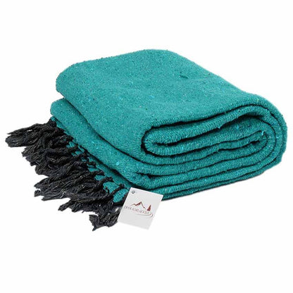 Teal Green Solid Baja Yoga Blanket
