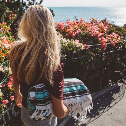 Sea Green Mexican Falsa Yoga Blanket Lifestyle Outdoors