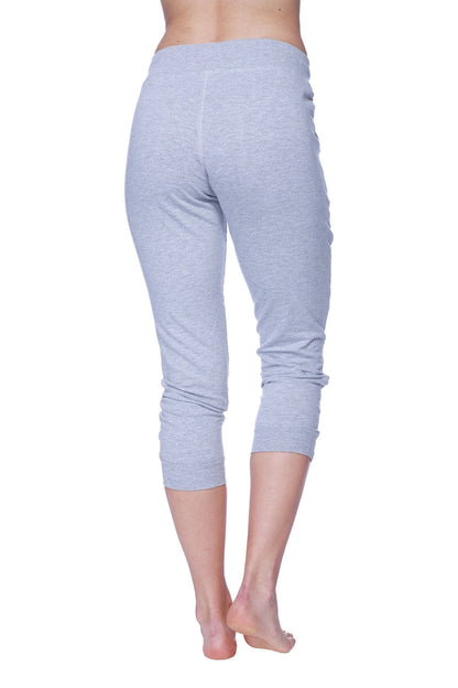 3/4 Cuffed Capri Yoga Pants (Heather Grey) Back