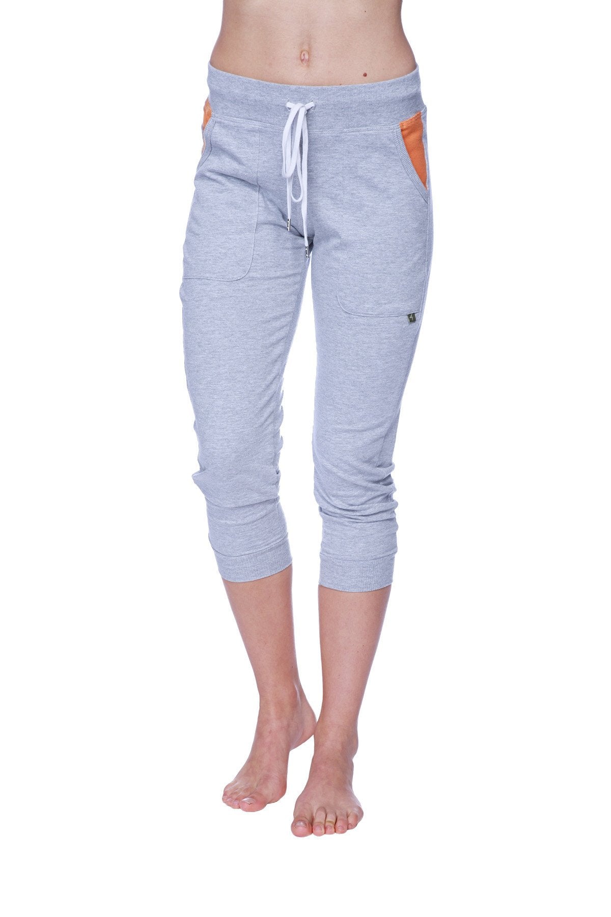 3/4 Cuffed Capri Yoga Pants (Heather Grey) Front