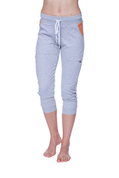 3/4 Cuffed Capri Yoga Pants (Heather Grey) Front