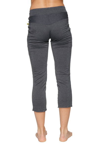 4/5 Length Zipper Pocket Capri Yoga Pants (Charcoal) Back
