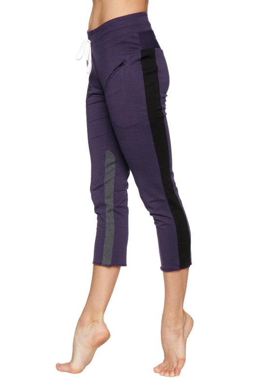 4/5 Length Zipper Pocket Capri Yoga Pant (Eggplant Purple)