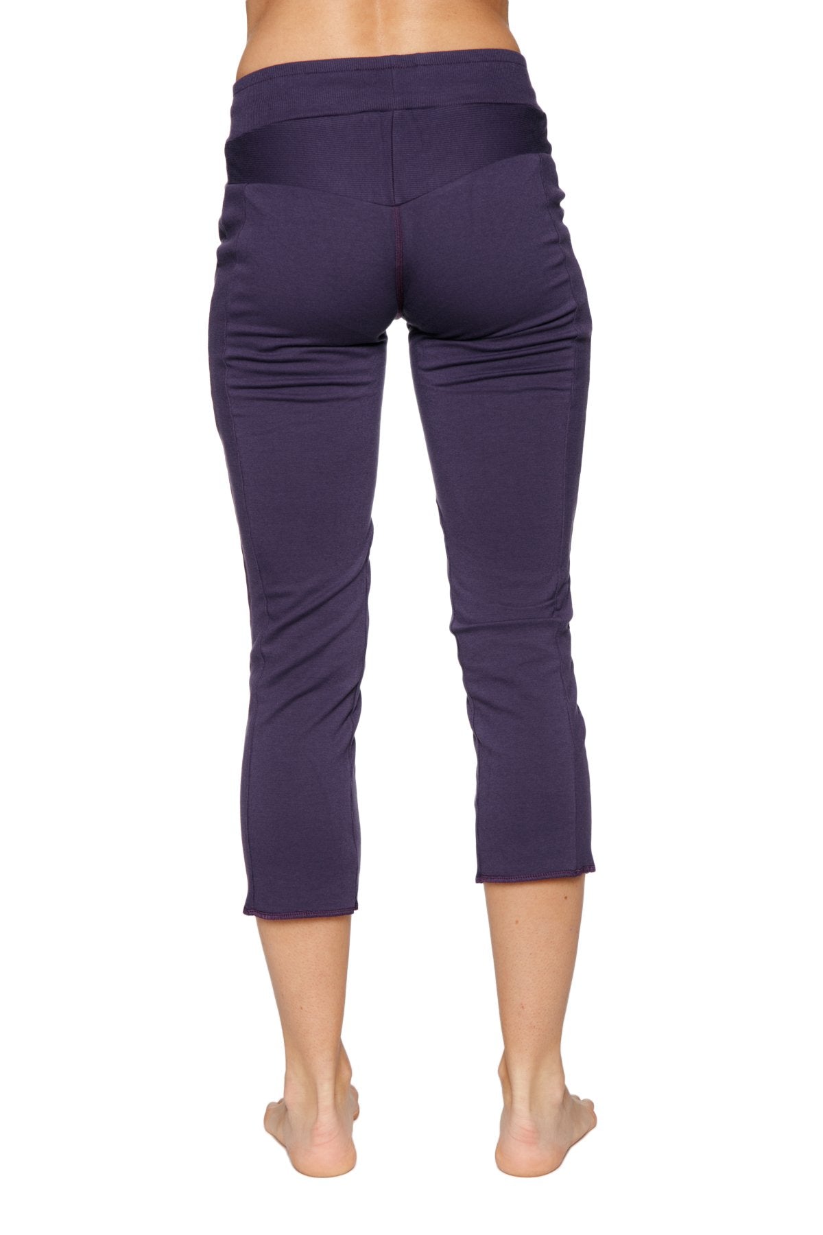 4/5 Length Zipper Pocket Capri Yoga Pants (Eggplant) Back