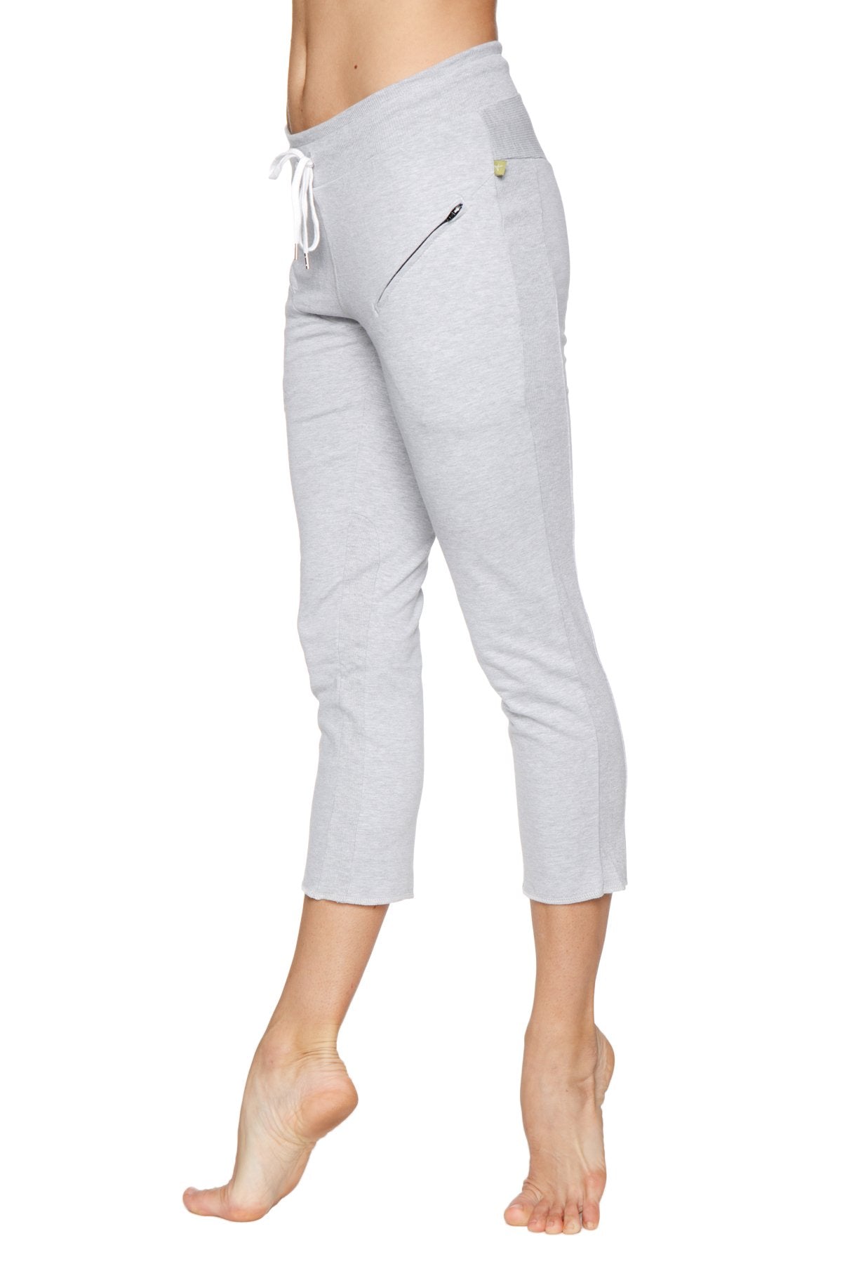 4/5 Length Zipper Pocket Capri Yoga Pants (Heather Grey)