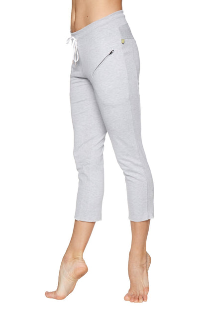 4/5 Length Zipper Pocket Capri Yoga Pants (Heather Grey)